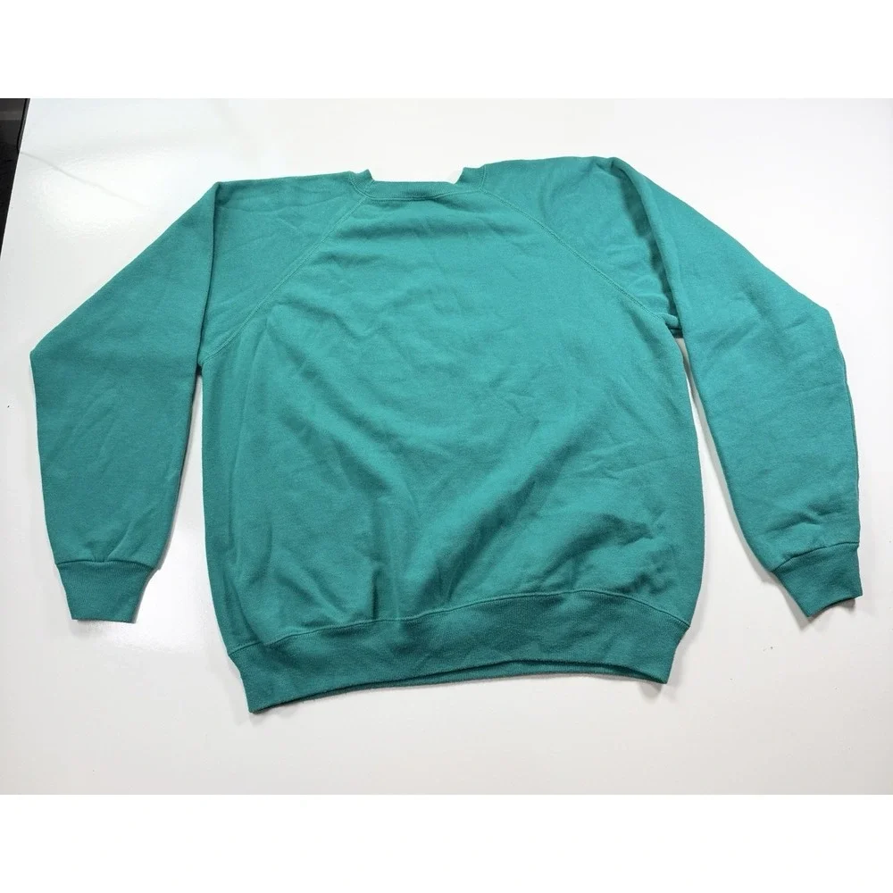 Vintage 80s Green Hanes Sweatshirt Bank Of Cushing USA MadeXL Crewneck Pullover‎